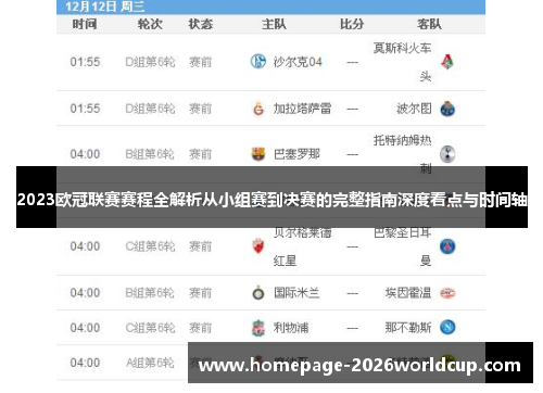 2023欧冠联赛赛程全解析从小组赛到决赛的完整指南深度看点与时间轴