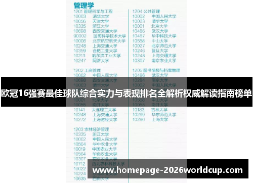 欧冠16强赛最佳球队综合实力与表现排名全解析权威解读指南榜单